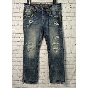 Rock Revival Jeans Dashaw Straight Distressed Men's Size “34 X 30”